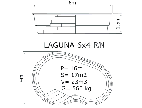 Piscina Laguna 6 x 4 R